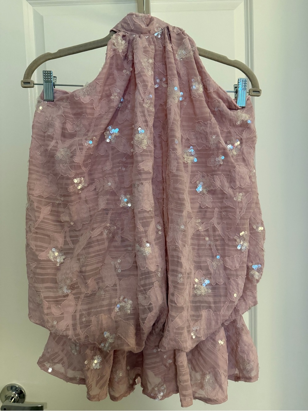 Pink Sequin Halter Dress